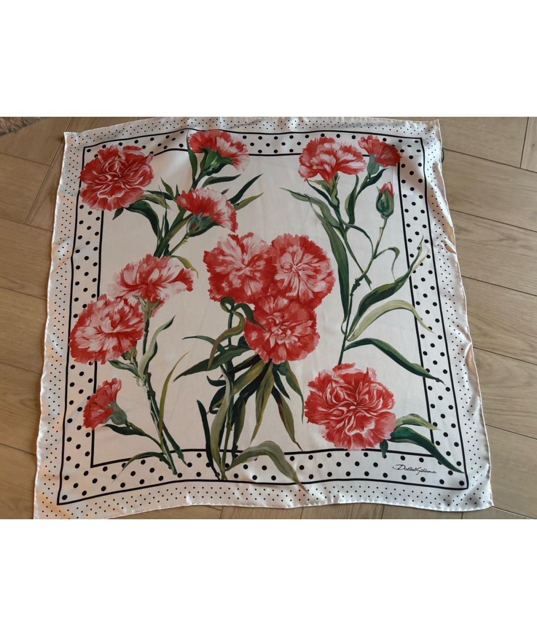 DOLCE&GABBANA Белый шелковый платок, фото 6