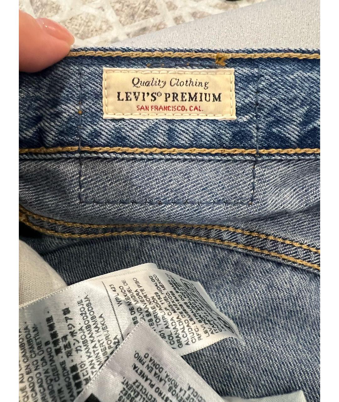 LEVI'S Синие хлопковые прямые джинсы, фото 3