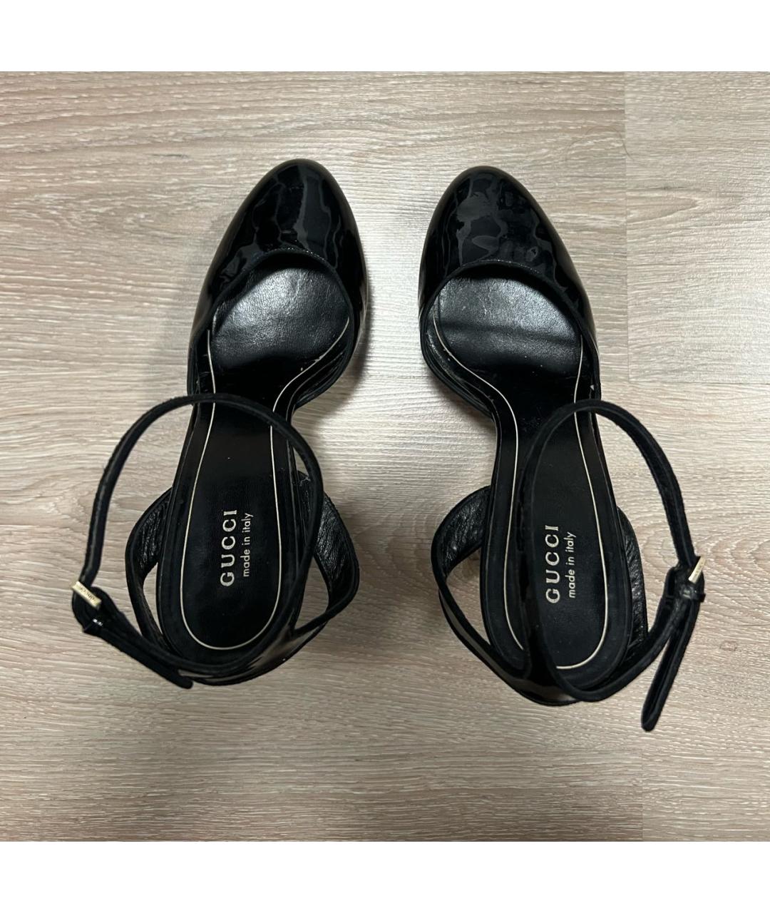 GUCCI Черные босоножки из лакированной кожи, фото 3