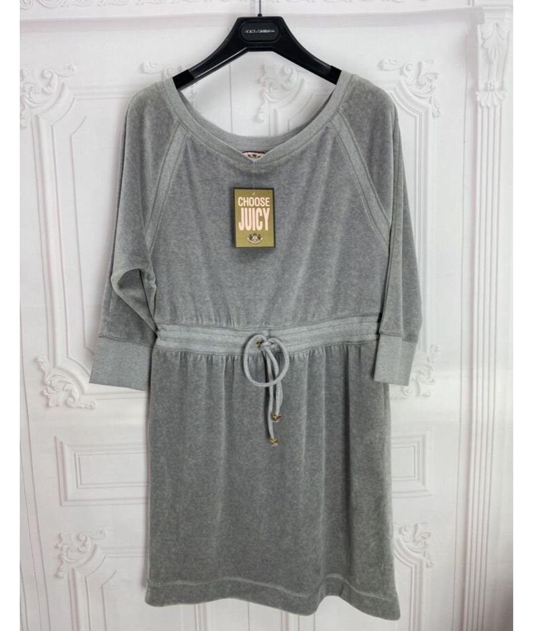 JUICY COUTURE Серое хлопковое повседневное платье, фото 6