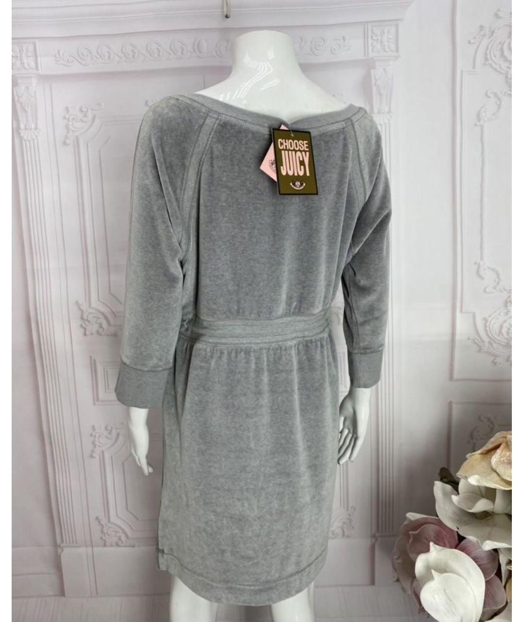 JUICY COUTURE Серое хлопковое повседневное платье, фото 2
