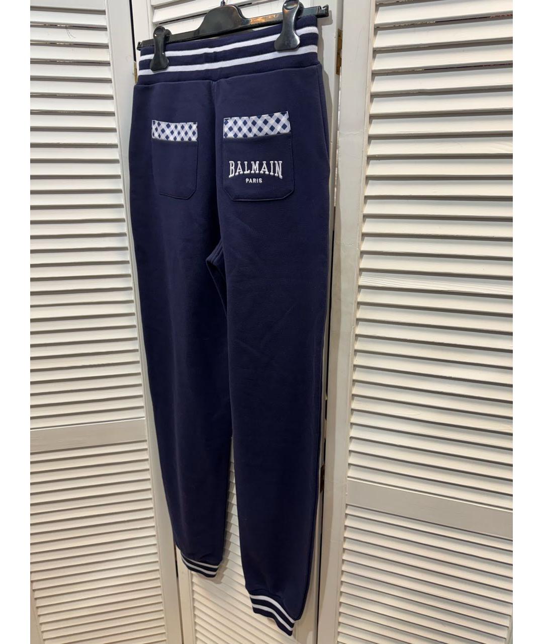 BALMAIN Темно-синие хлопковые прямые брюки, фото 3