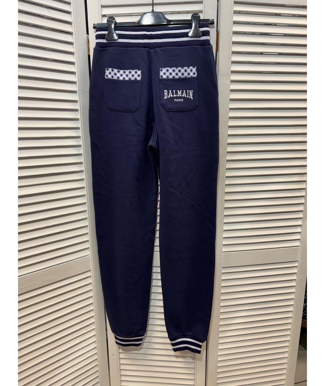 BALMAIN Темно-синие хлопковые прямые брюки, фото 2