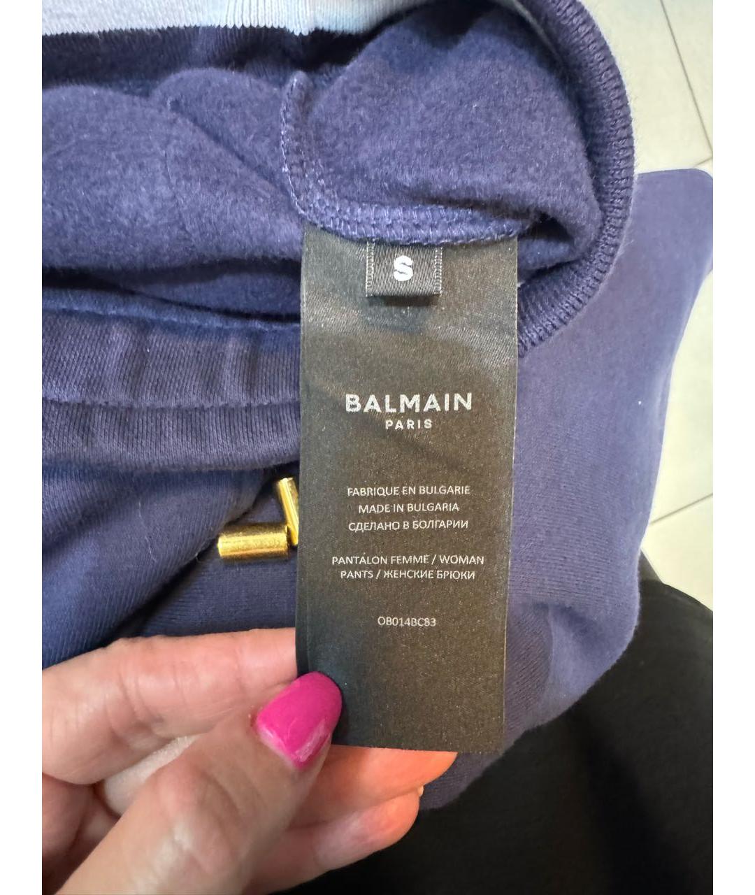 BALMAIN Темно-синие хлопковые прямые брюки, фото 4