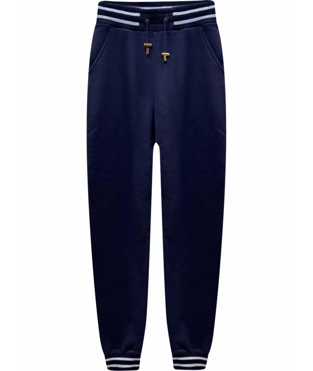 BALMAIN Темно-синие хлопковые прямые брюки, фото 1
