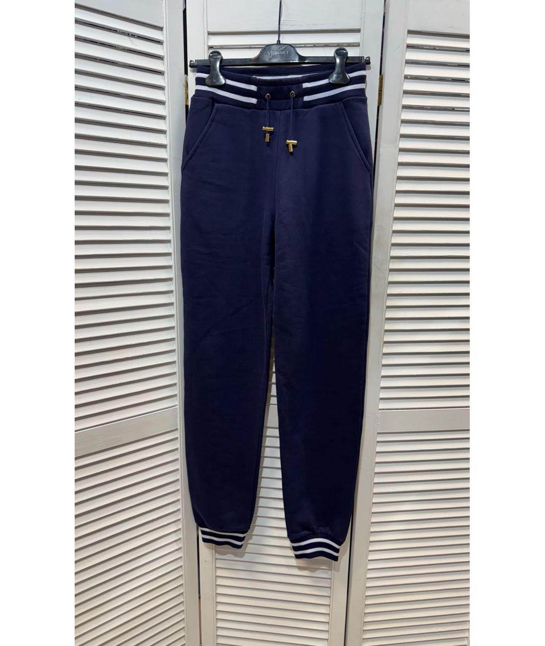 BALMAIN Темно-синие хлопковые прямые брюки, фото 8