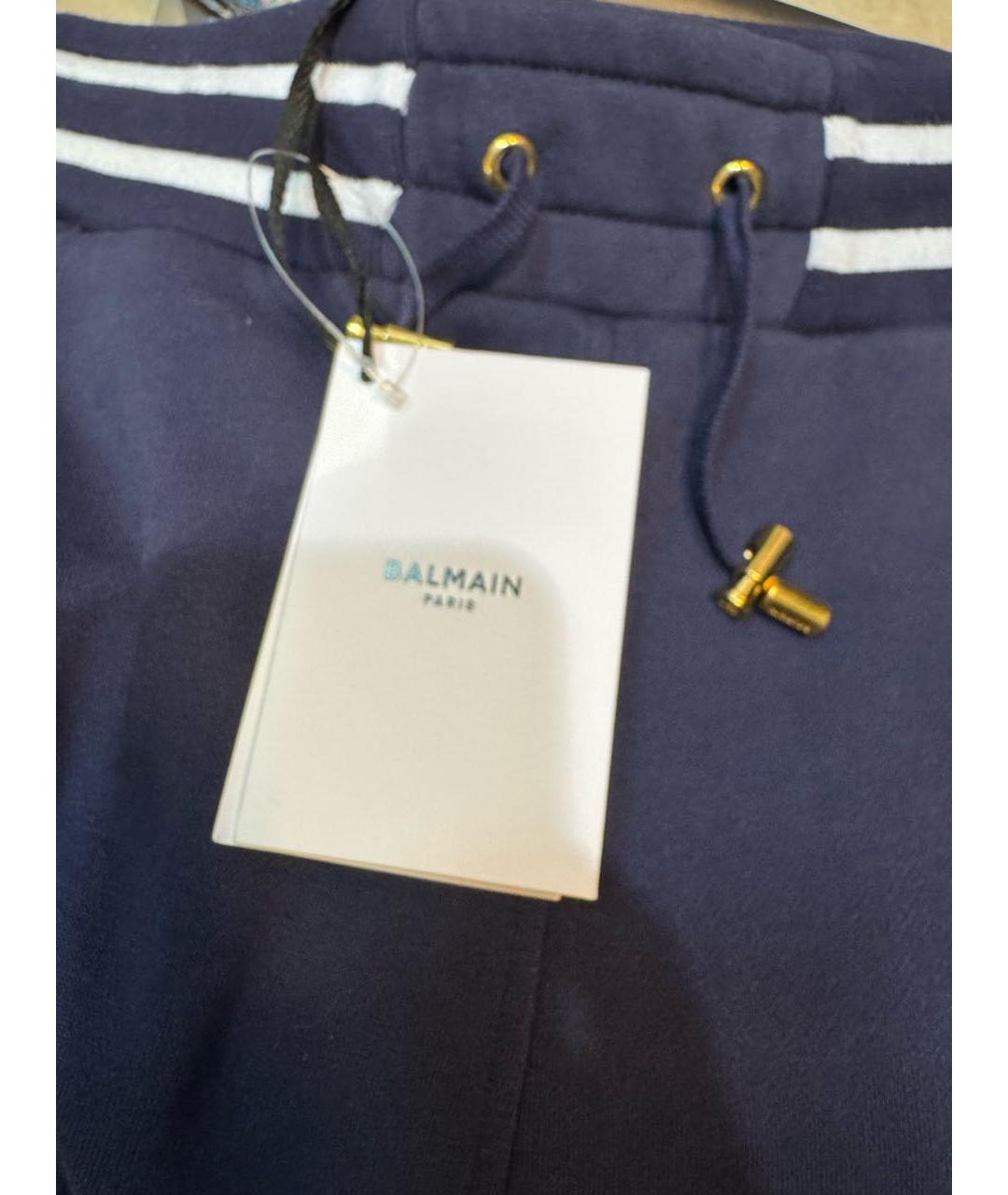BALMAIN Темно-синие хлопковые прямые брюки, фото 5