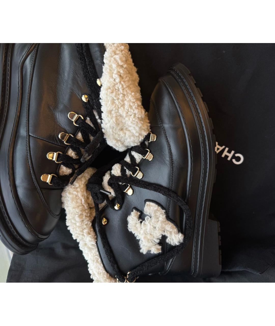 CHANEL Черные кожаные ботинки, фото 2