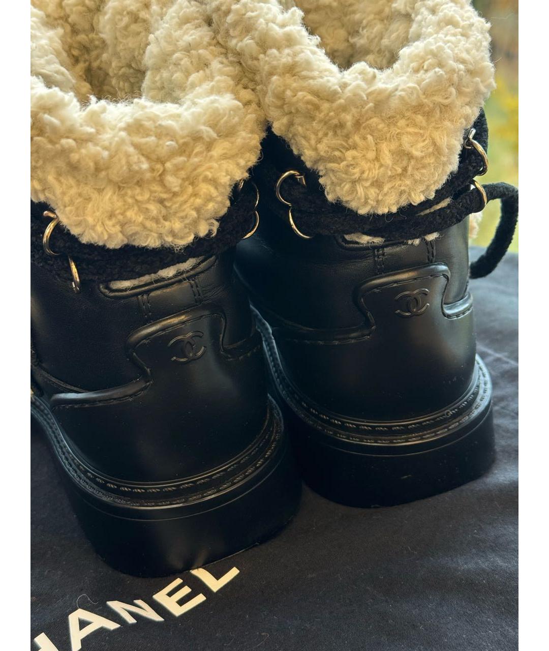 CHANEL Черные кожаные ботинки, фото 4
