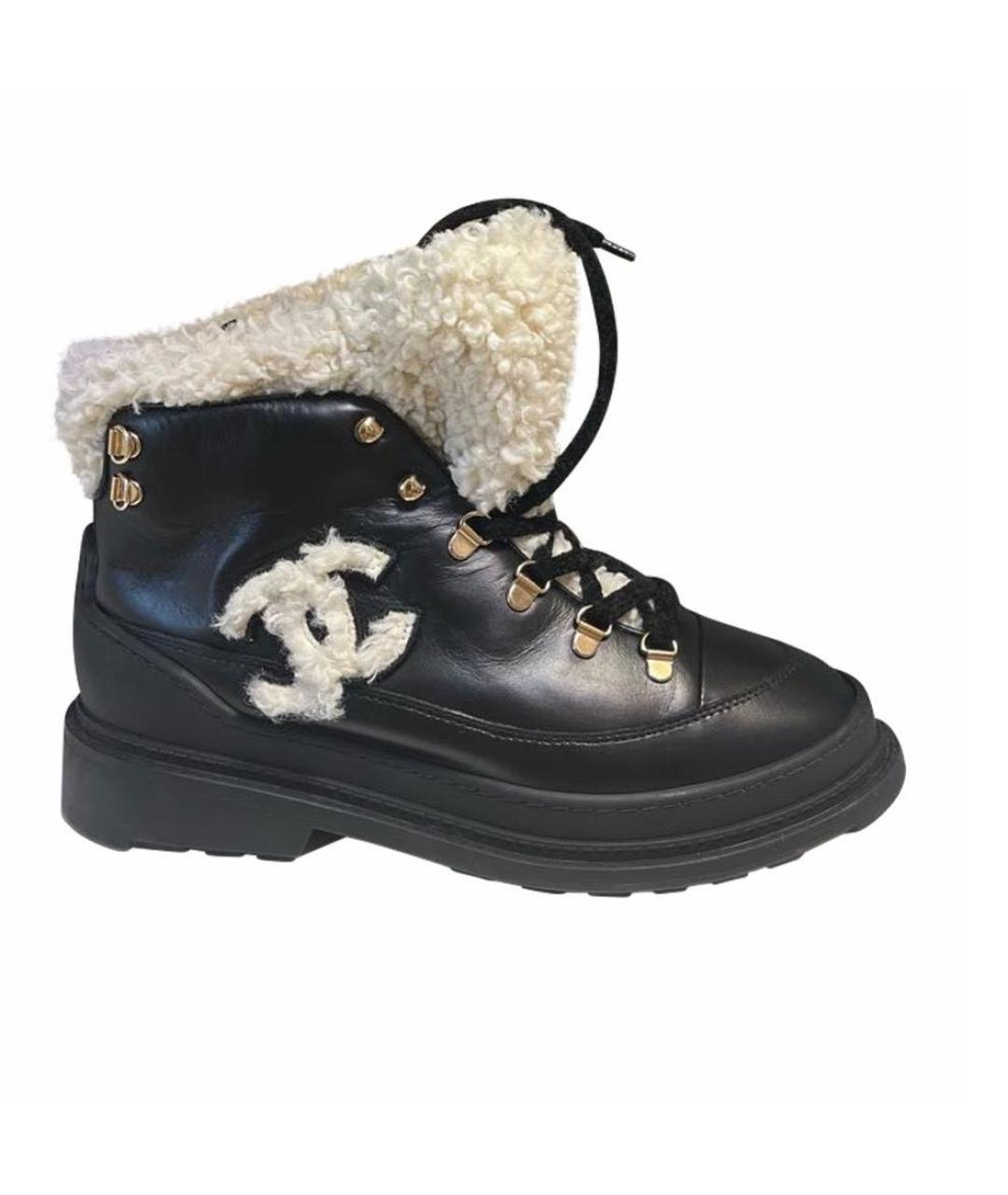 CHANEL Черные кожаные ботинки, фото 1