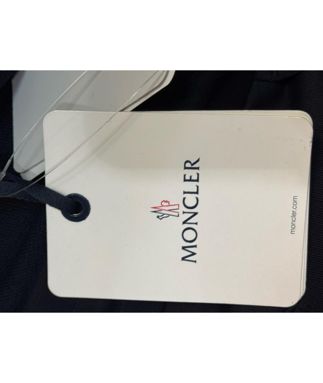 MONCLER Темно-синие хлопковые прямые брюки, фото 5