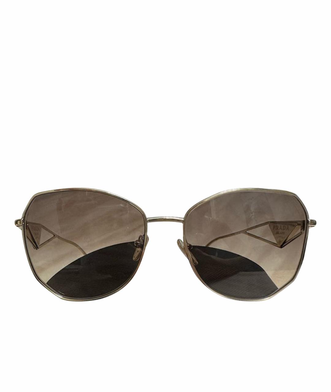 PRADA Золотые металлические солнцезащитные очки, фото 1