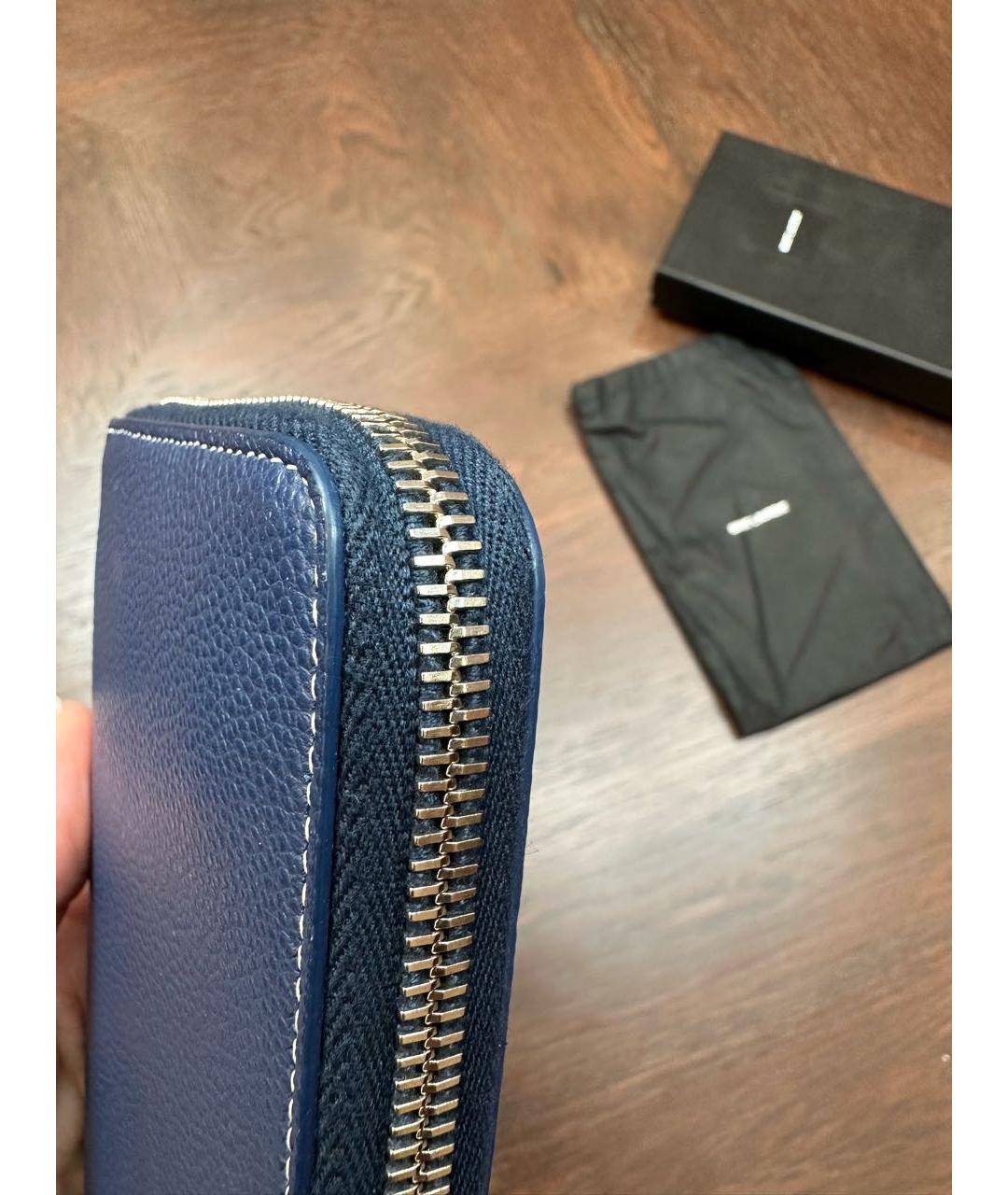 SAINT LAURENT Синий кожаный кошелек, фото 6