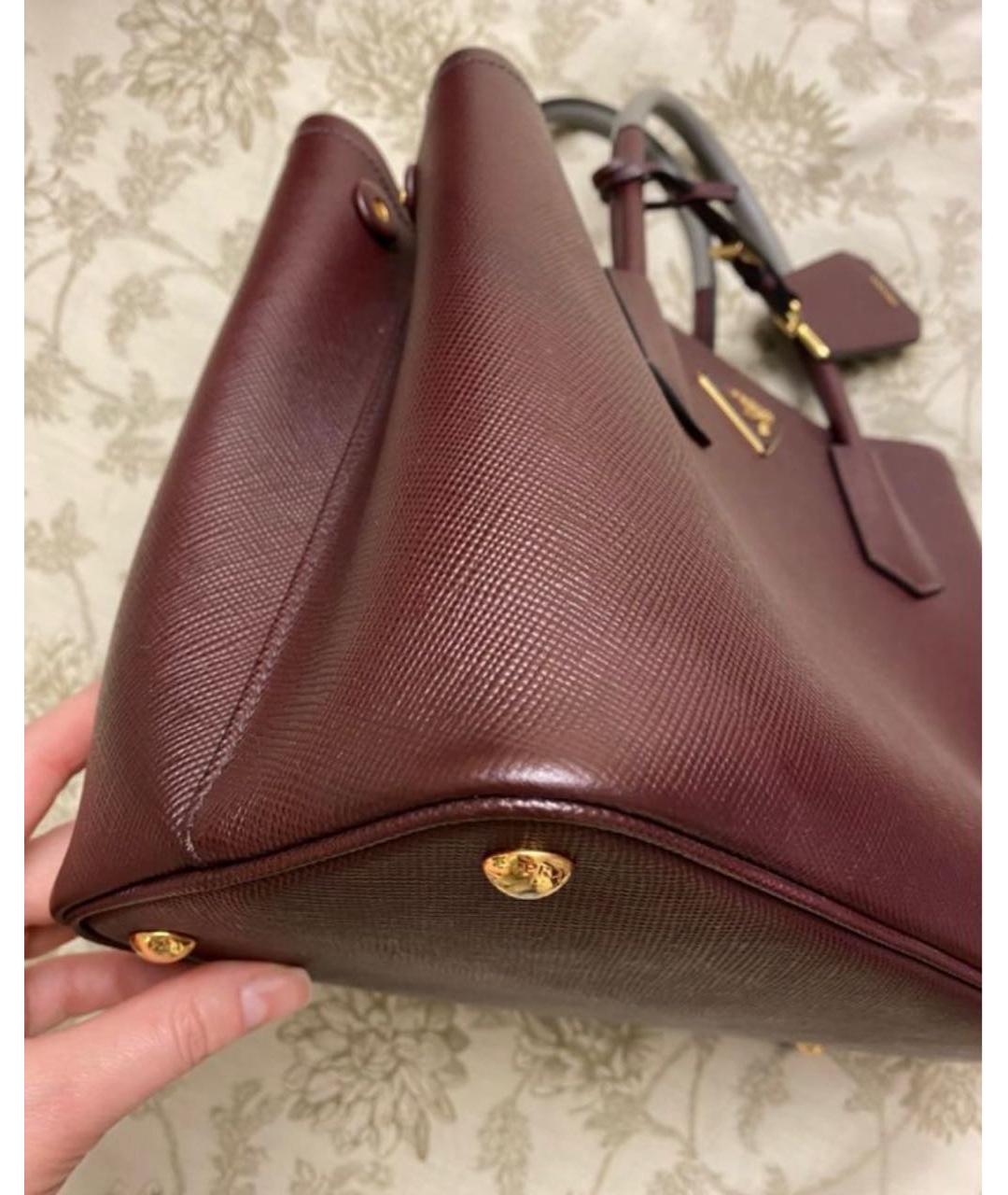 PRADA Бордовая кожаная сумка тоут, фото 3