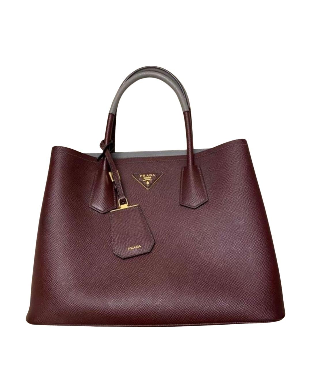 PRADA Бордовая кожаная сумка тоут, фото 1