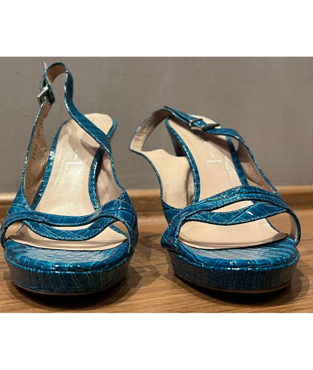 CASADEI Бирюзовые кожаные босоножки, фото 4