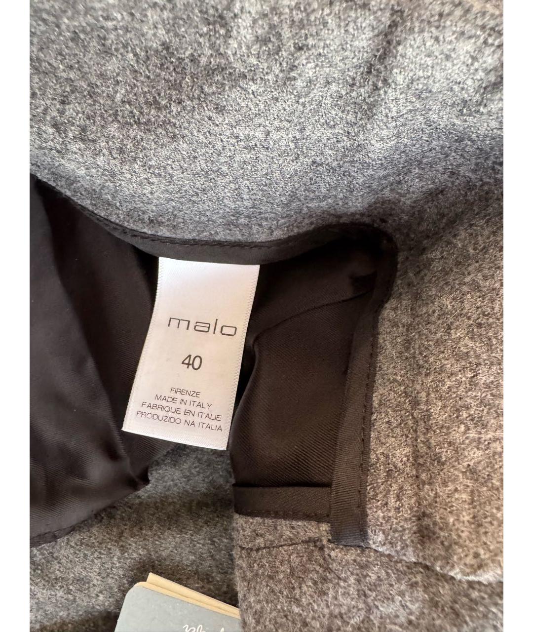 MALO Серые шерстяные прямые брюки, фото 5