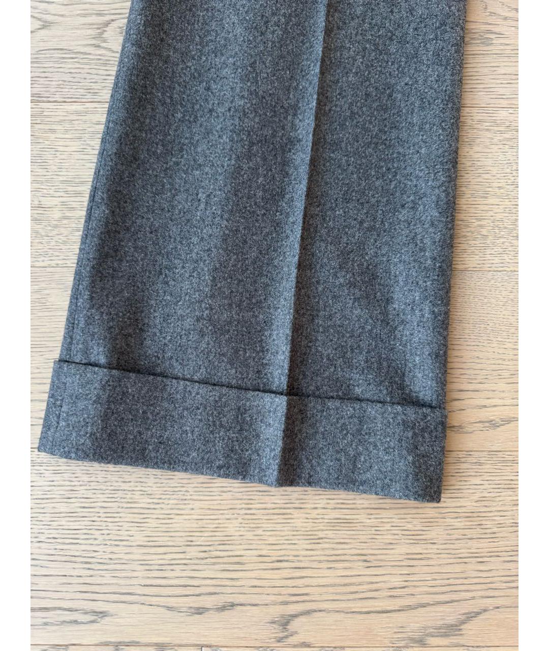 MALO Серые шерстяные прямые брюки, фото 4