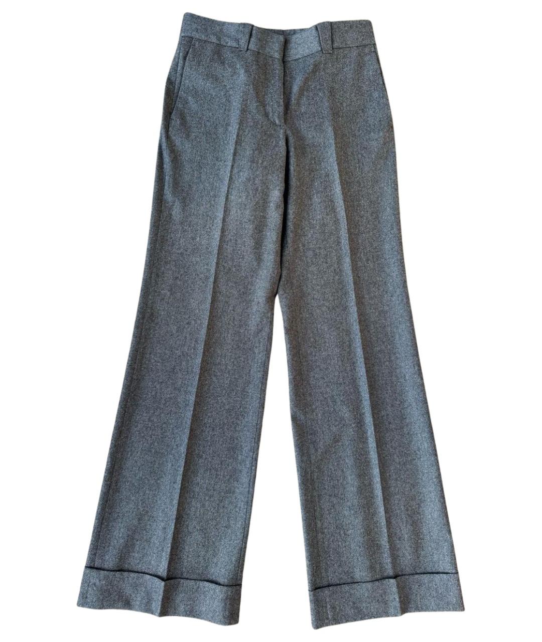 MALO Серые шерстяные прямые брюки, фото 1