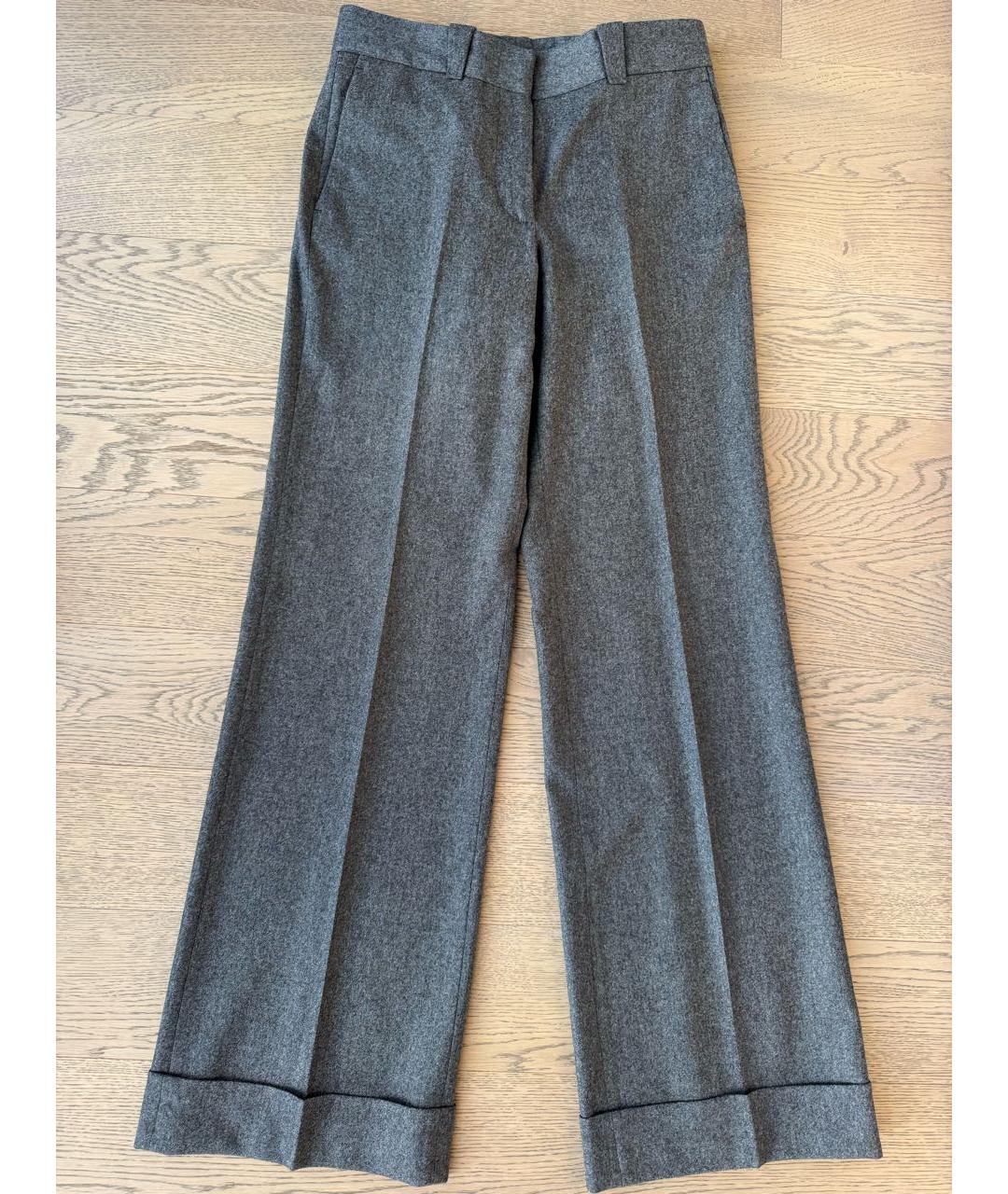 MALO Серые шерстяные прямые брюки, фото 7