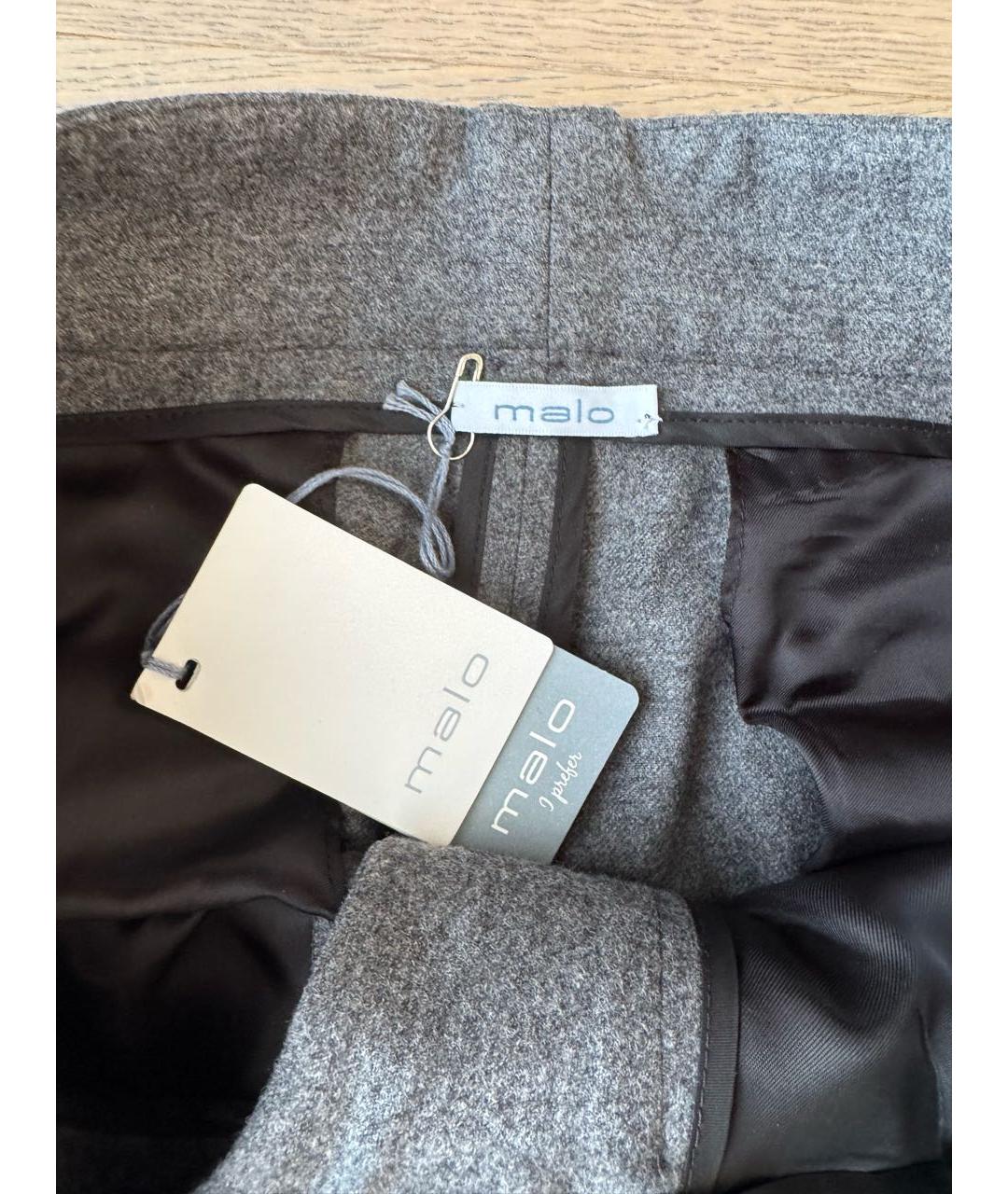 MALO Серые шерстяные прямые брюки, фото 3