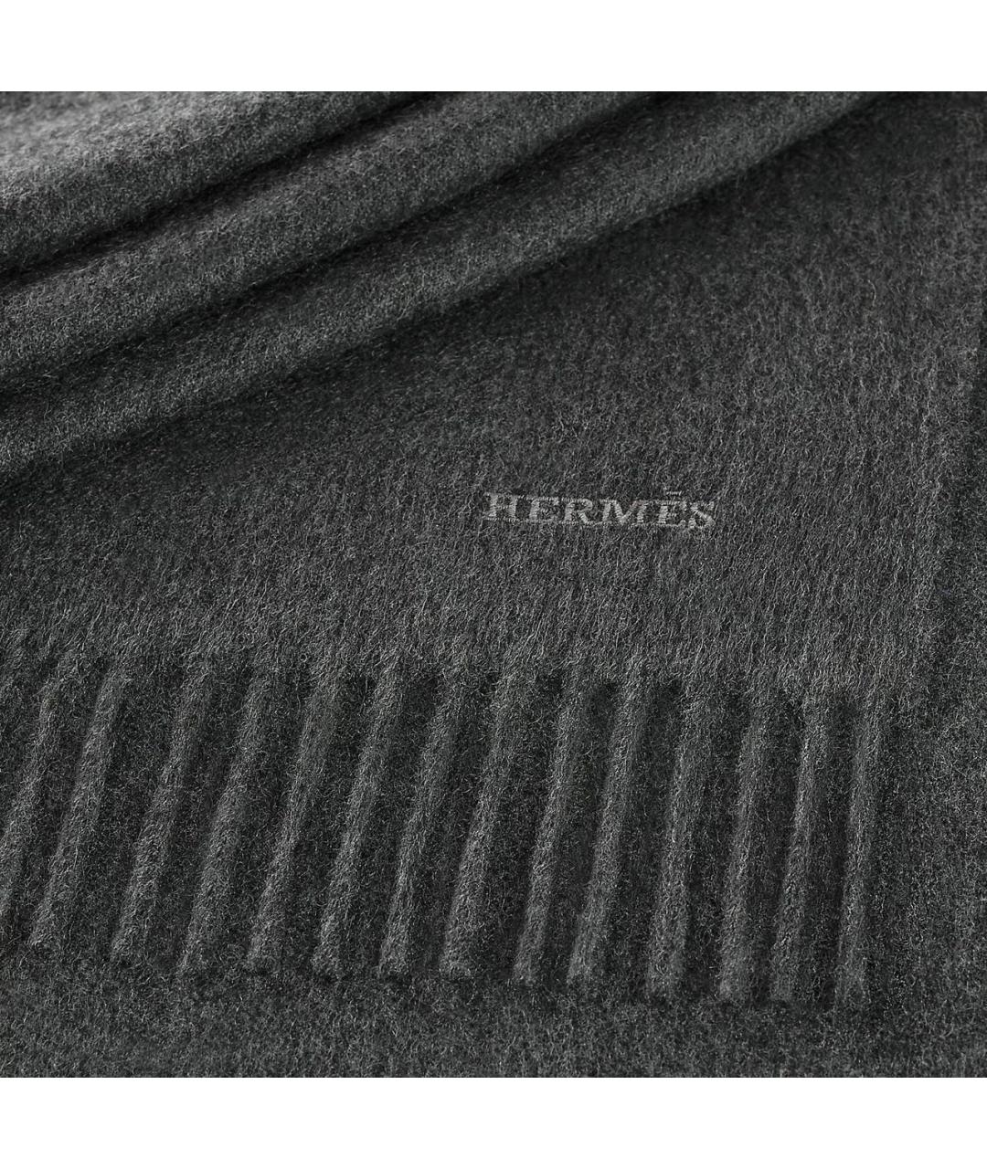 HERMES Антрацитовый кашемировый шарф, фото 3
