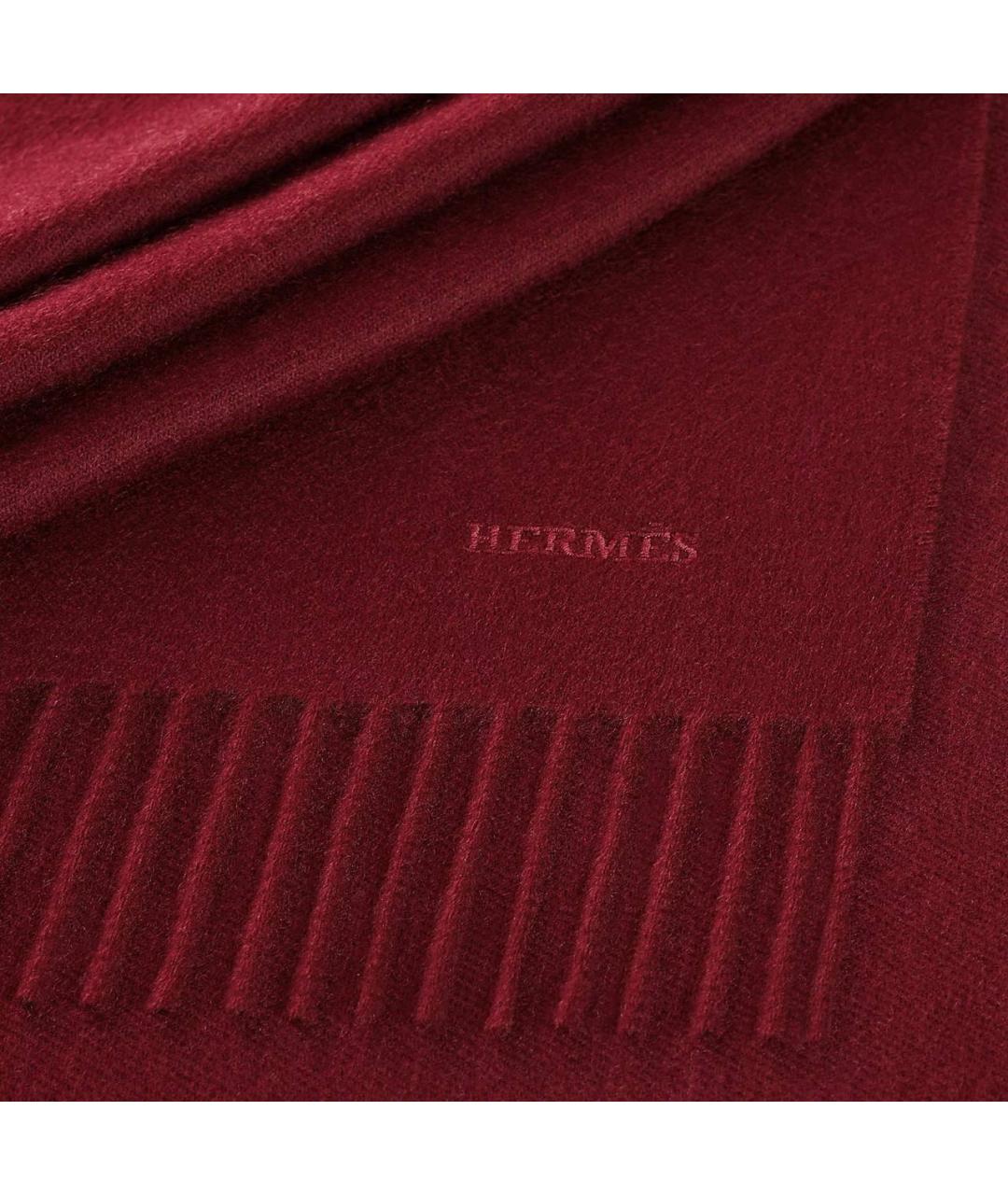 HERMES Бордовый кашемировый шарф, фото 3