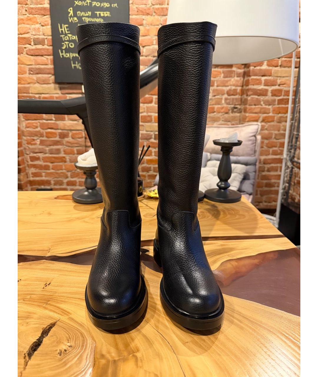 POLLINI Черные кожаные сапоги, фото 8
