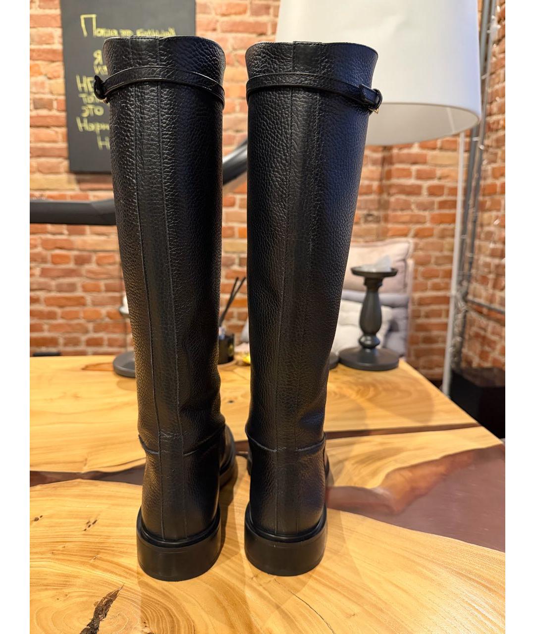 POLLINI Черные кожаные сапоги, фото 2