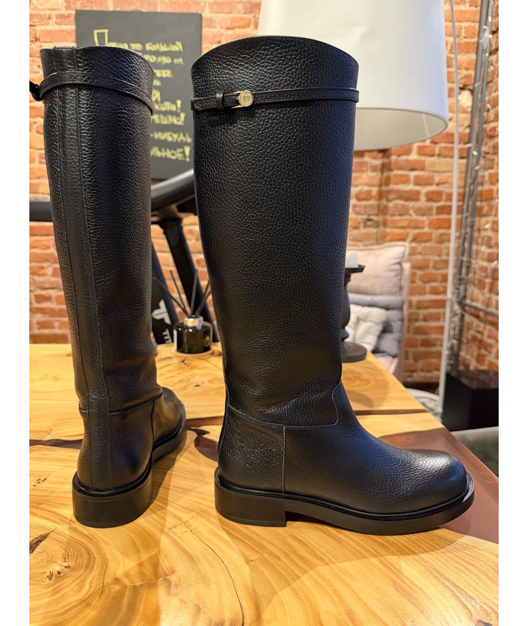 POLLINI Черные кожаные сапоги, фото 7