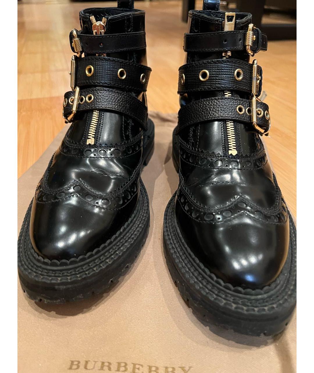 BURBERRY Черные кожаные полусапоги, фото 2