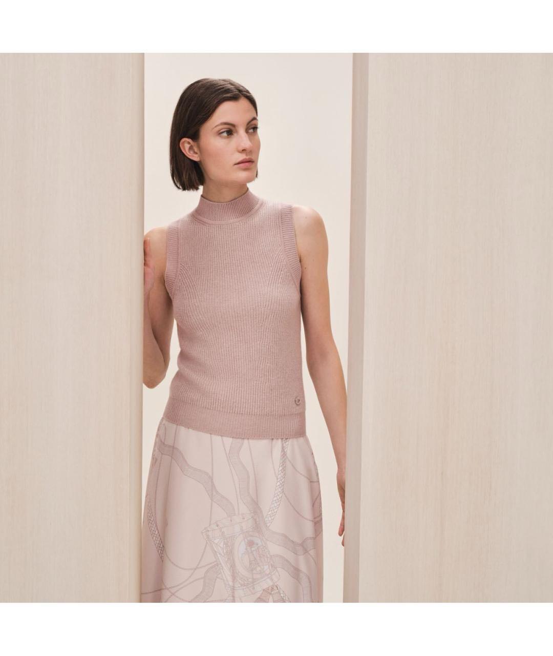 HERMES Розовая кашемировая жилетка, фото 5