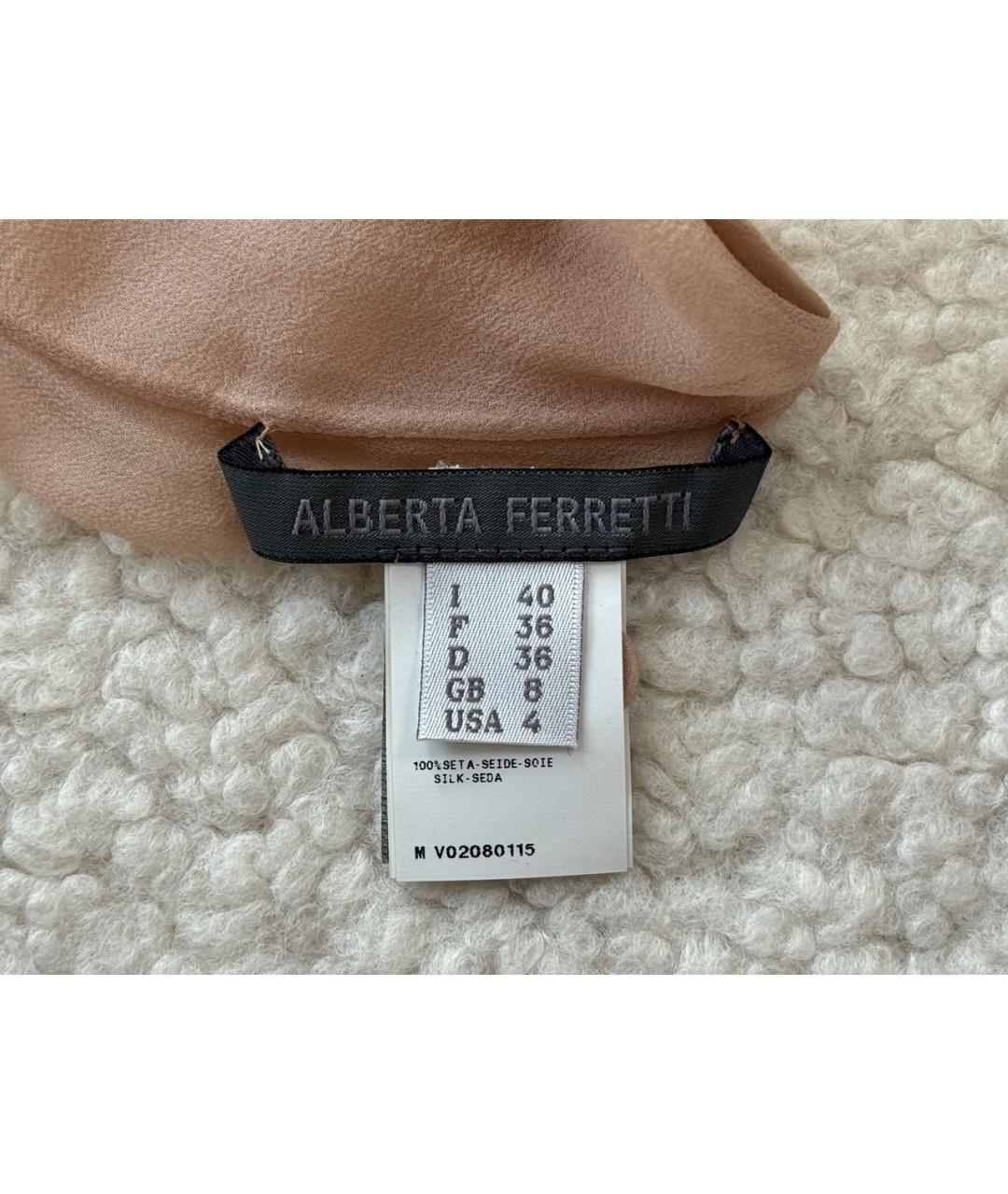 ALBERTA FERRETTI Бежевая шелковая блузы, фото 6