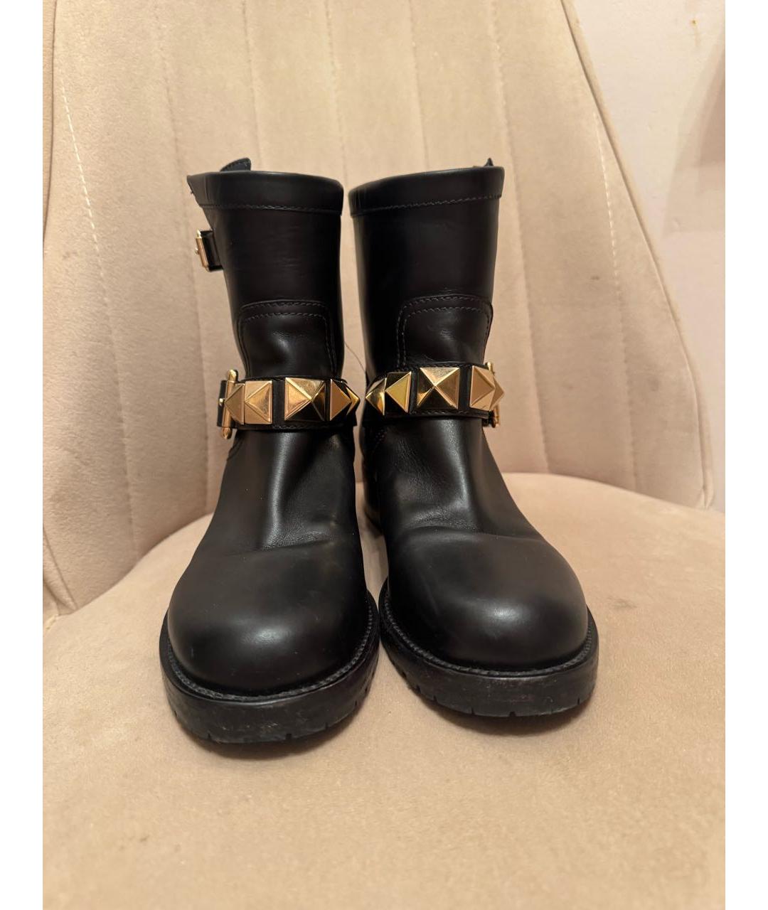VALENTINO Черные кожаные полусапоги, фото 2