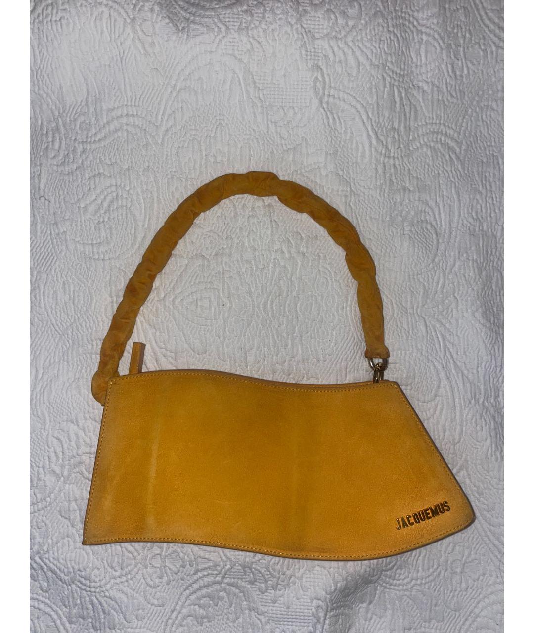 JACQUEMUS Оранжевая замшевая сумка с короткими ручками, фото 6