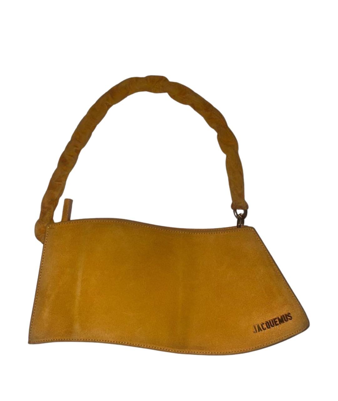 JACQUEMUS Оранжевая замшевая сумка с короткими ручками, фото 1