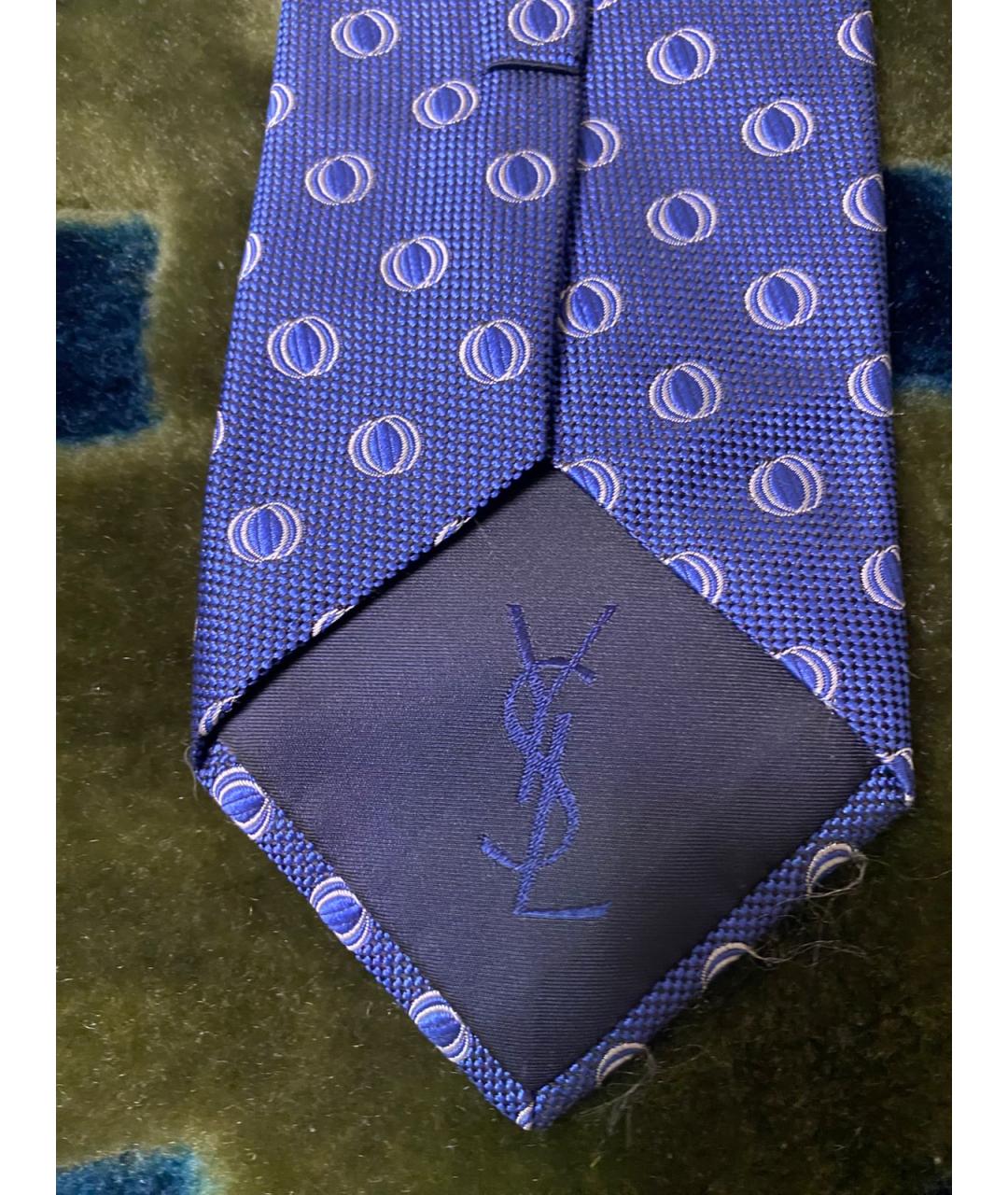 SAINT LAURENT Синий шелковый галстук, фото 5