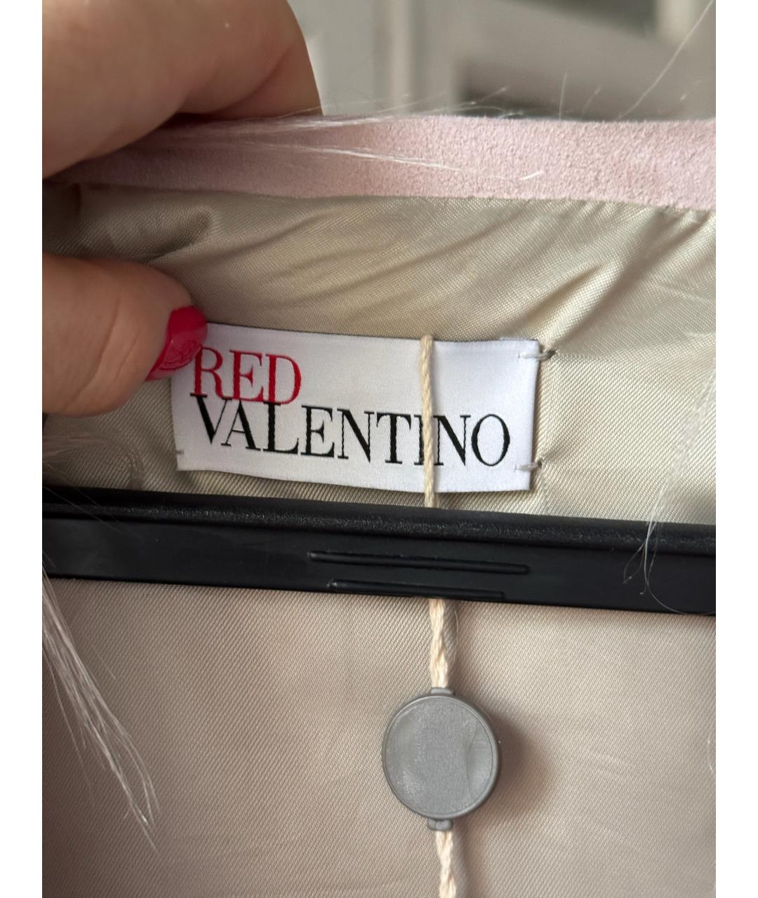 RED VALENTINO Бежевая меховая шуба, фото 3