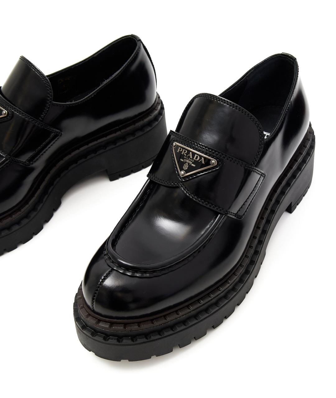 PRADA Черные кожаные лоферы, фото 4