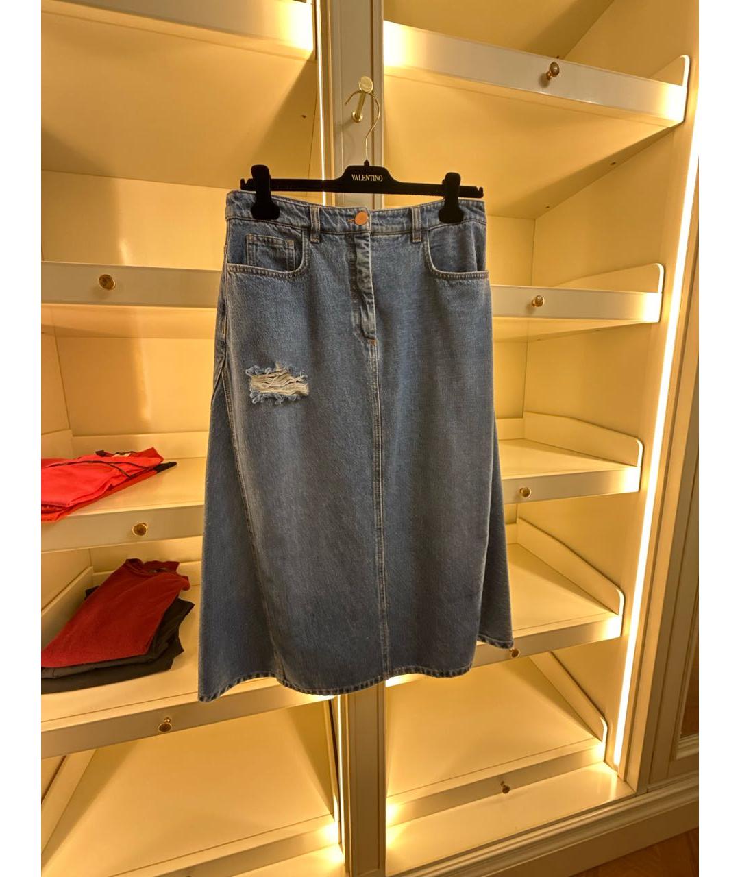 BOUTIQUE MOSCHINO Синяя деним юбка миди, фото 3