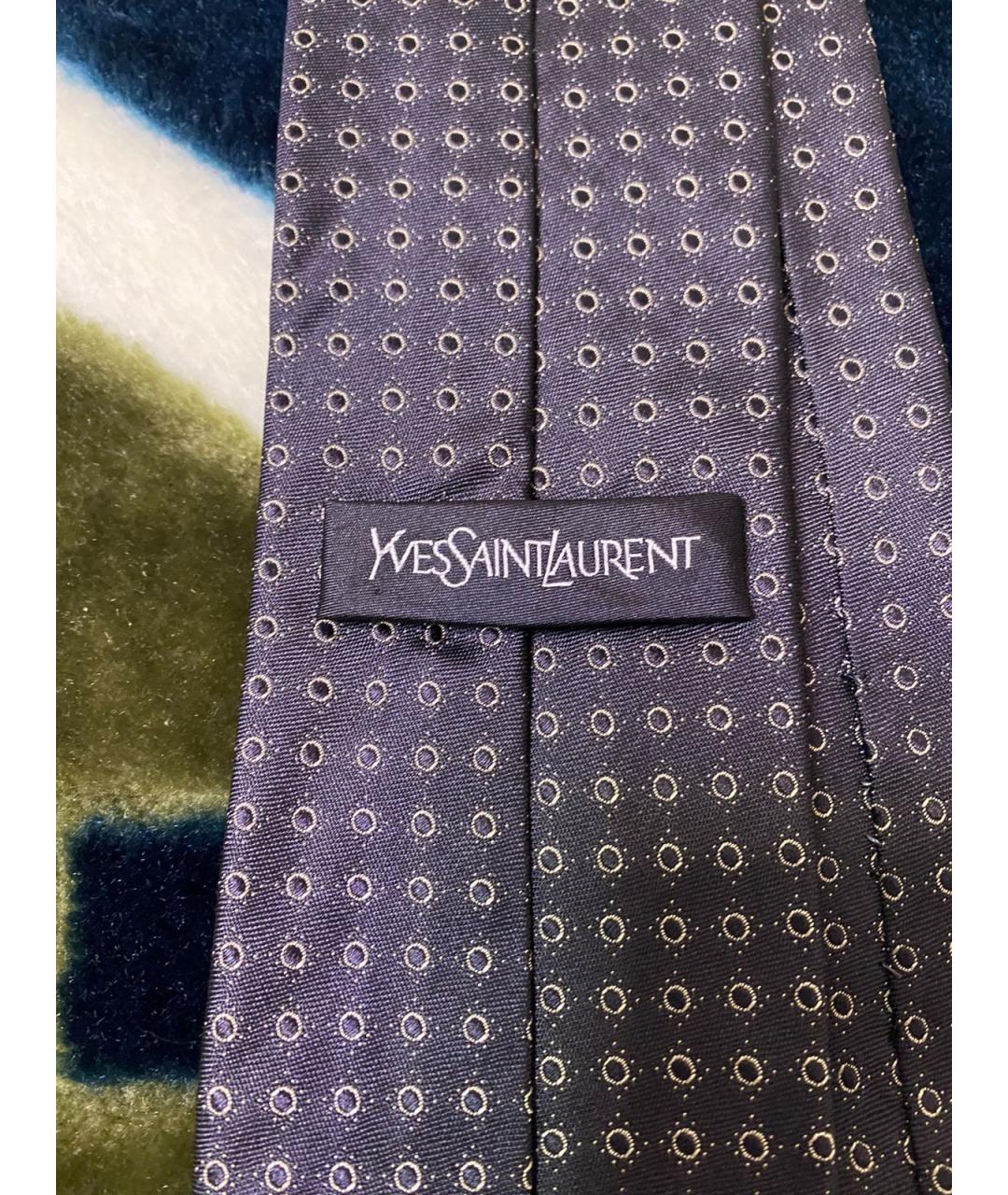 SAINT LAURENT Темно-синий шелковый галстук, фото 4