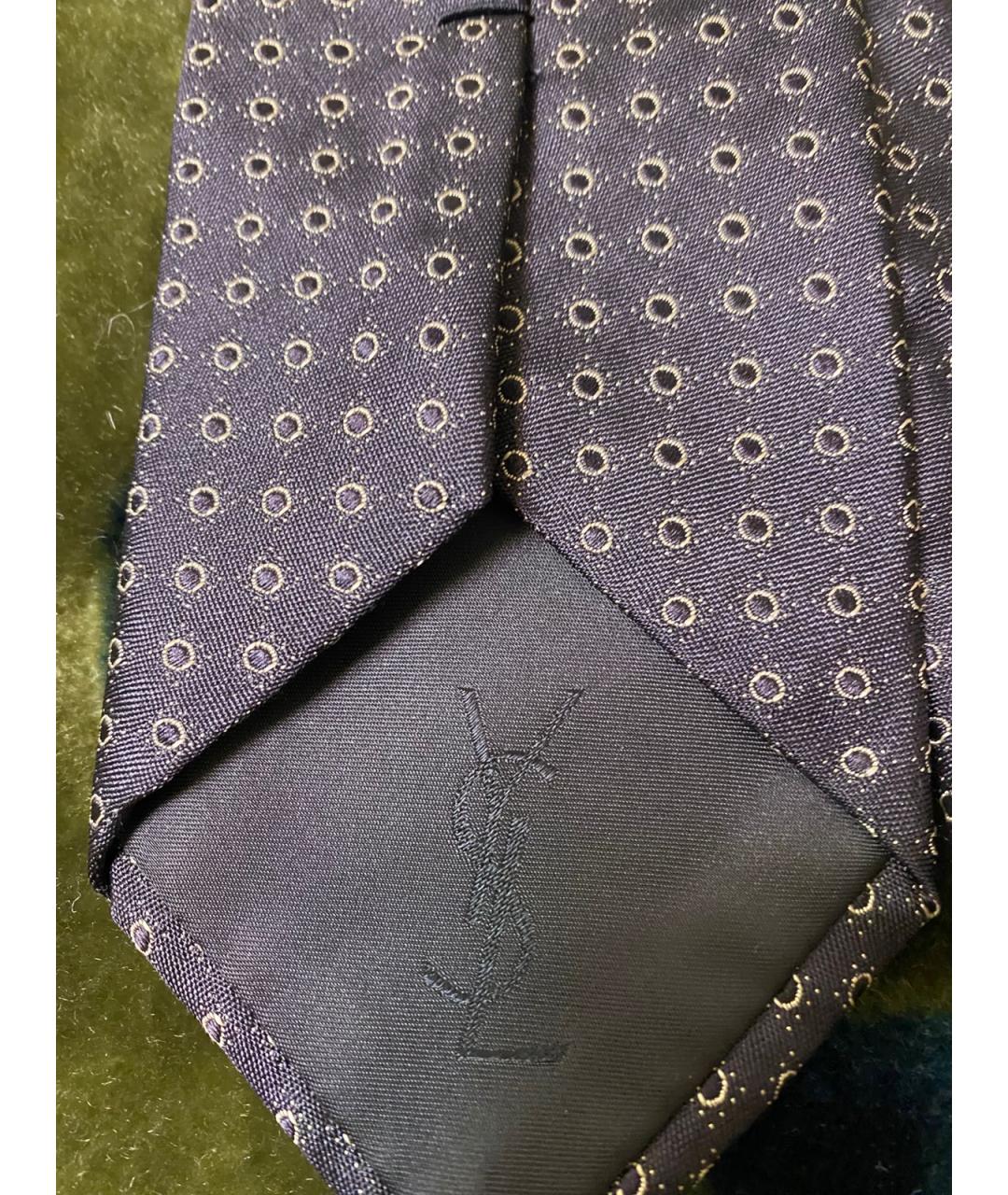 SAINT LAURENT Темно-синий шелковый галстук, фото 7