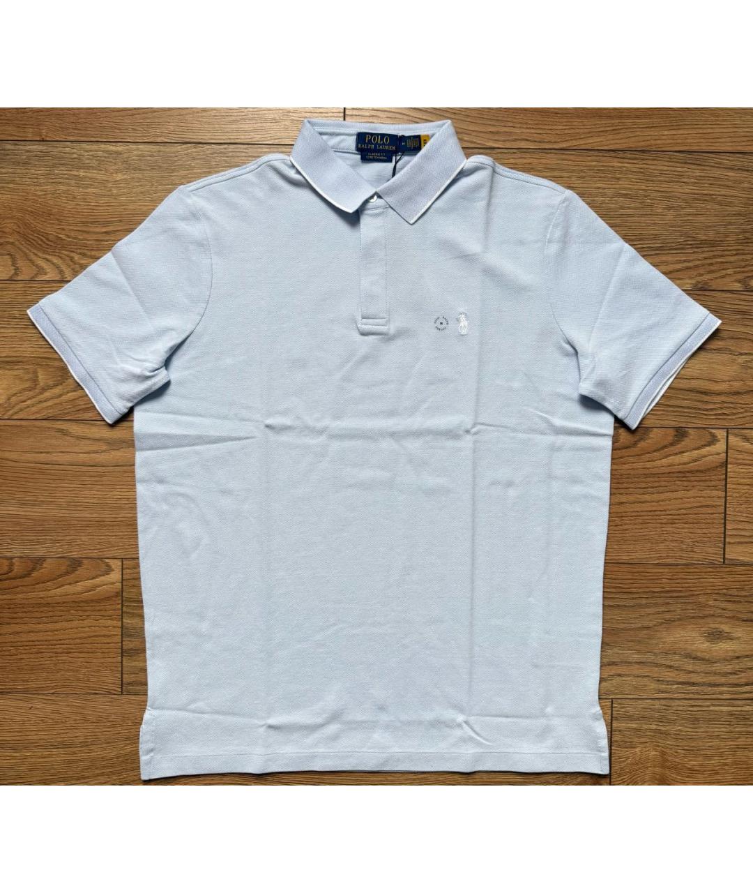 POLO RALPH LAUREN Голубое хлопковое поло с коротким рукавом, фото 6
