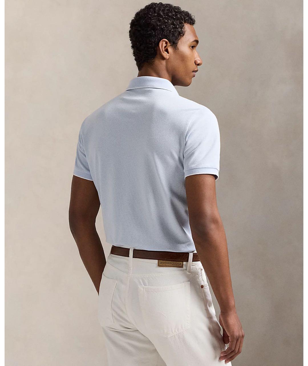 POLO RALPH LAUREN Голубое хлопковое поло с коротким рукавом, фото 5