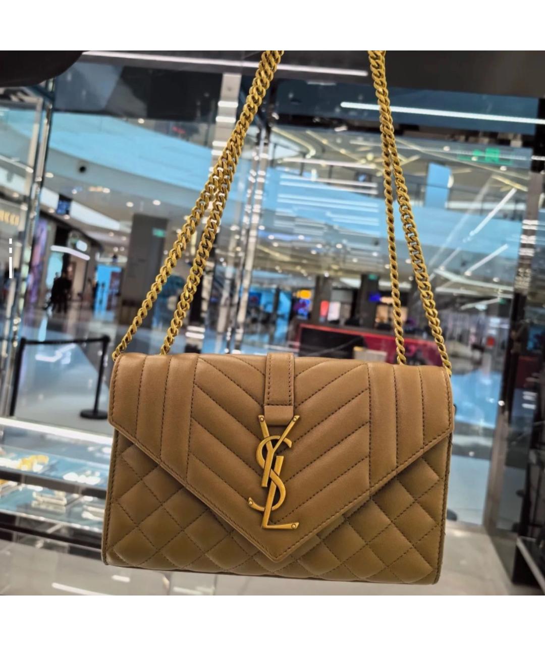 SAINT LAURENT Коричневая кожаная сумка через плечо, фото 8