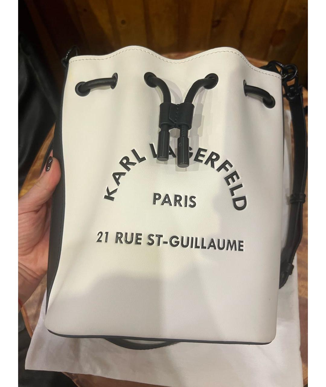 KARL LAGERFELD Белая кожаная сумка с короткими ручками, фото 2