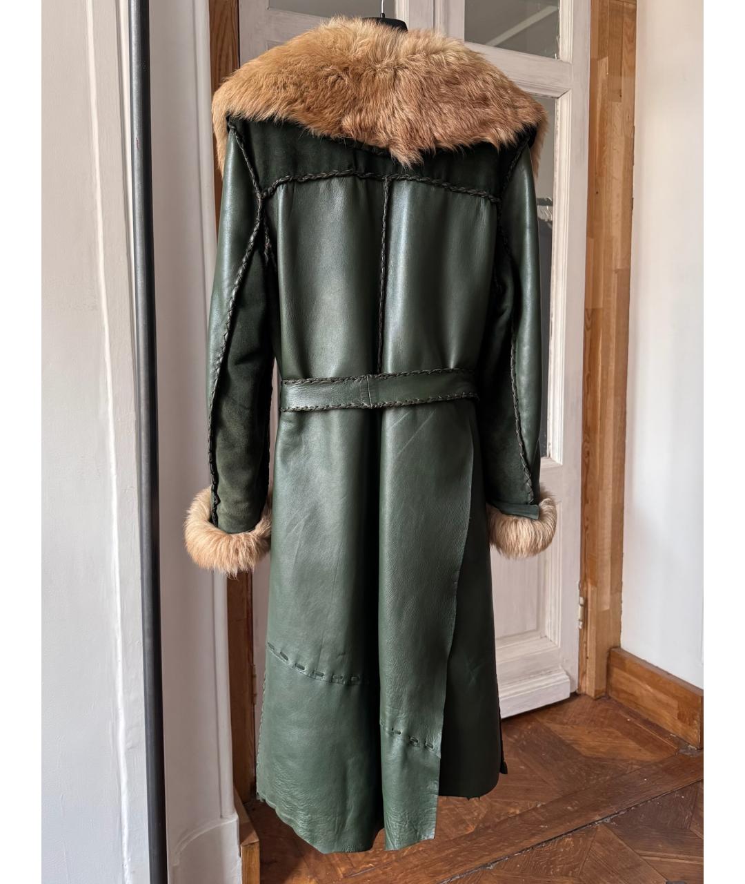 FENDI Зеленая кожаная дубленка, фото 3