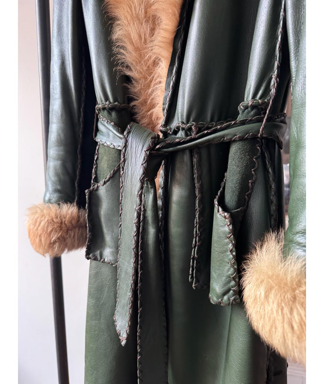 FENDI Зеленая кожаная дубленка, фото 2
