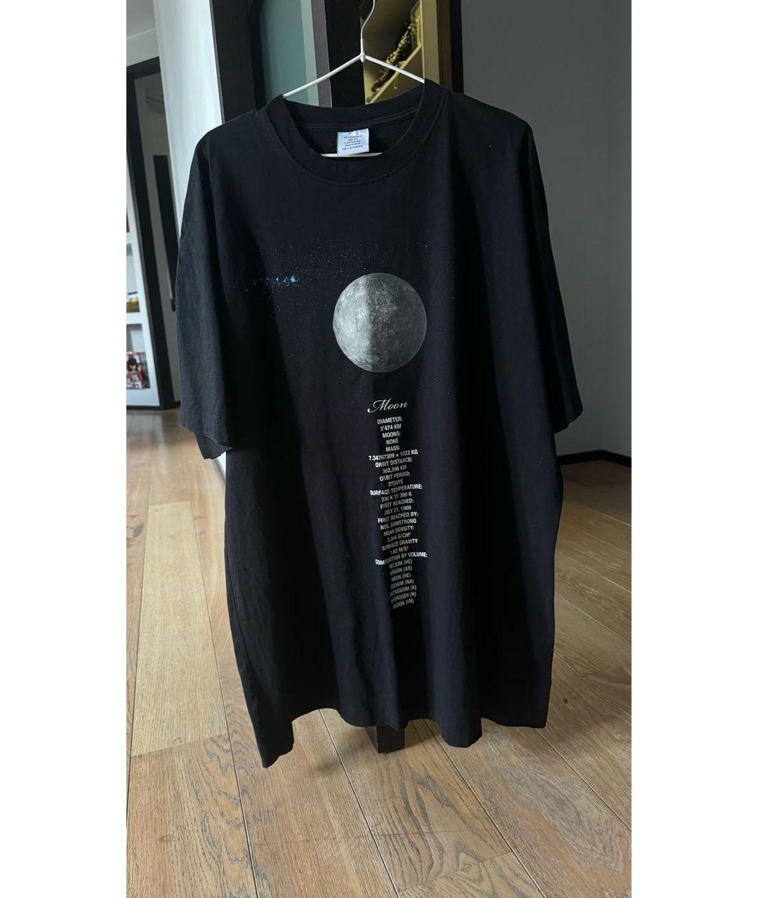 VETEMENTS Черная хлопковая футболка, фото 3