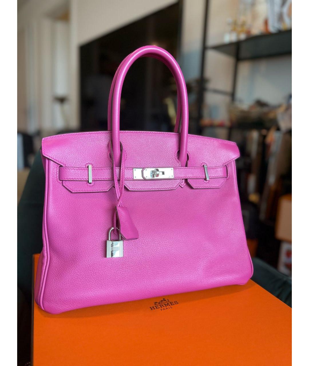 HERMES Фиолетовая кожаная сумка с короткими ручками, фото 2